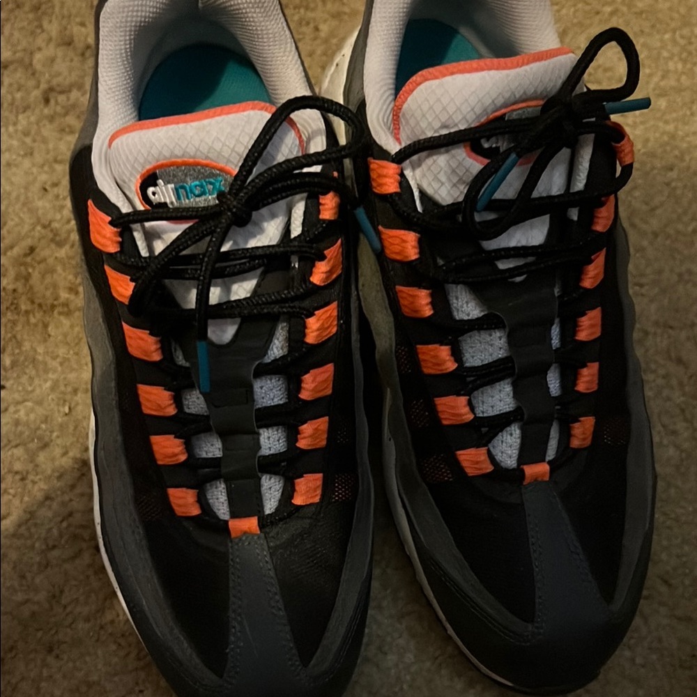 Men's Black and Orange Sneakers